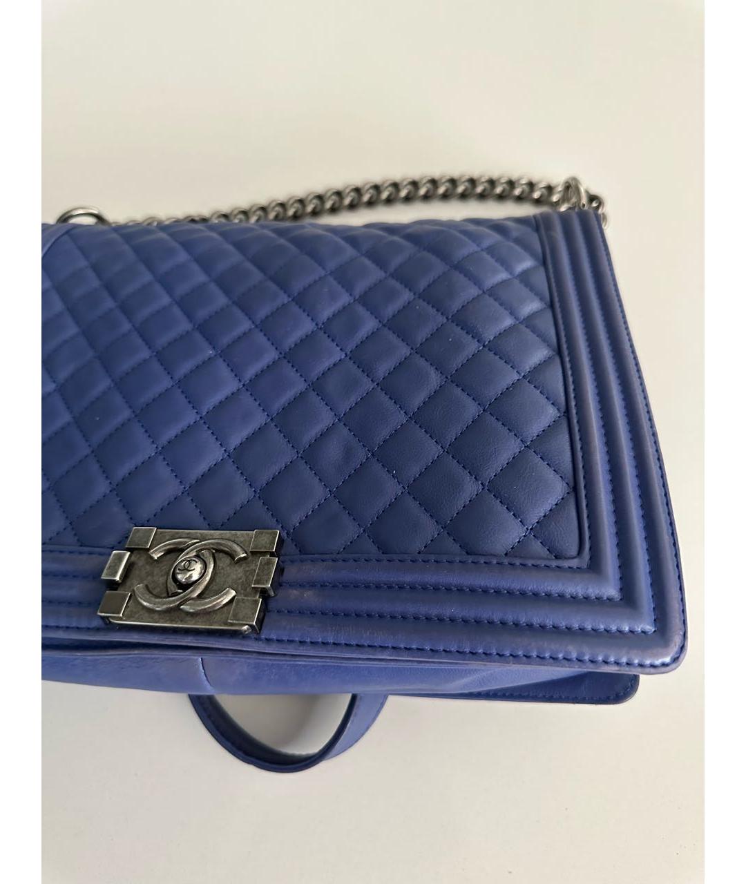 CHANEL PRE-OWNED Синяя кожаная сумка через плечо, фото 8