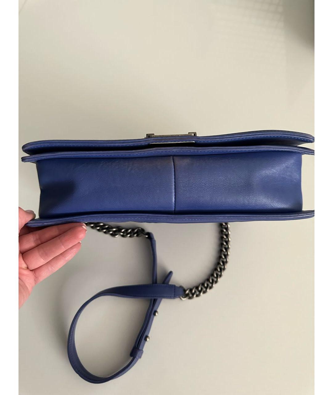 CHANEL PRE-OWNED Синяя кожаная сумка через плечо, фото 6