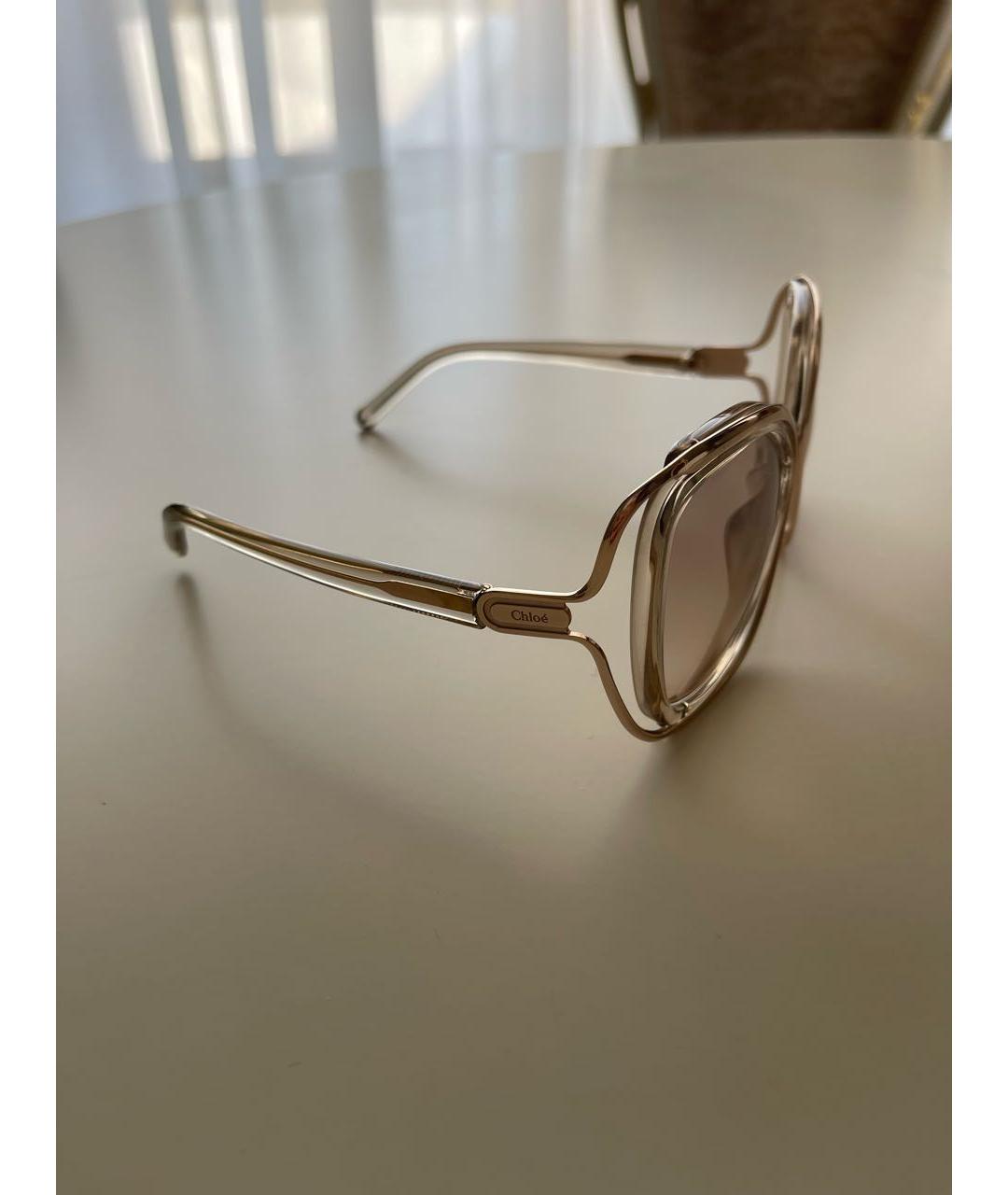 CHLOE Золотые пластиковые солнцезащитные очки, фото 2