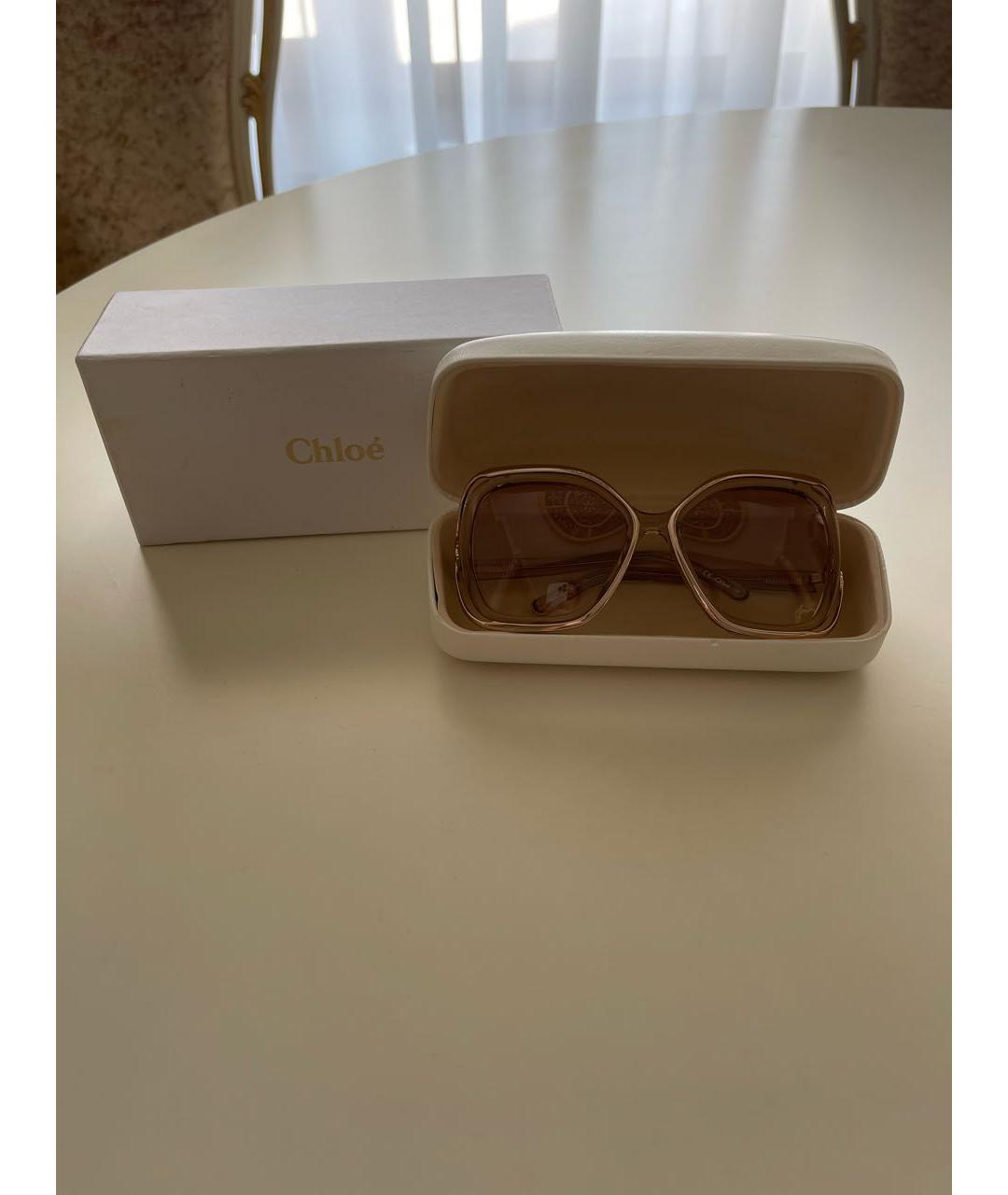 CHLOE Золотые пластиковые солнцезащитные очки, фото 4