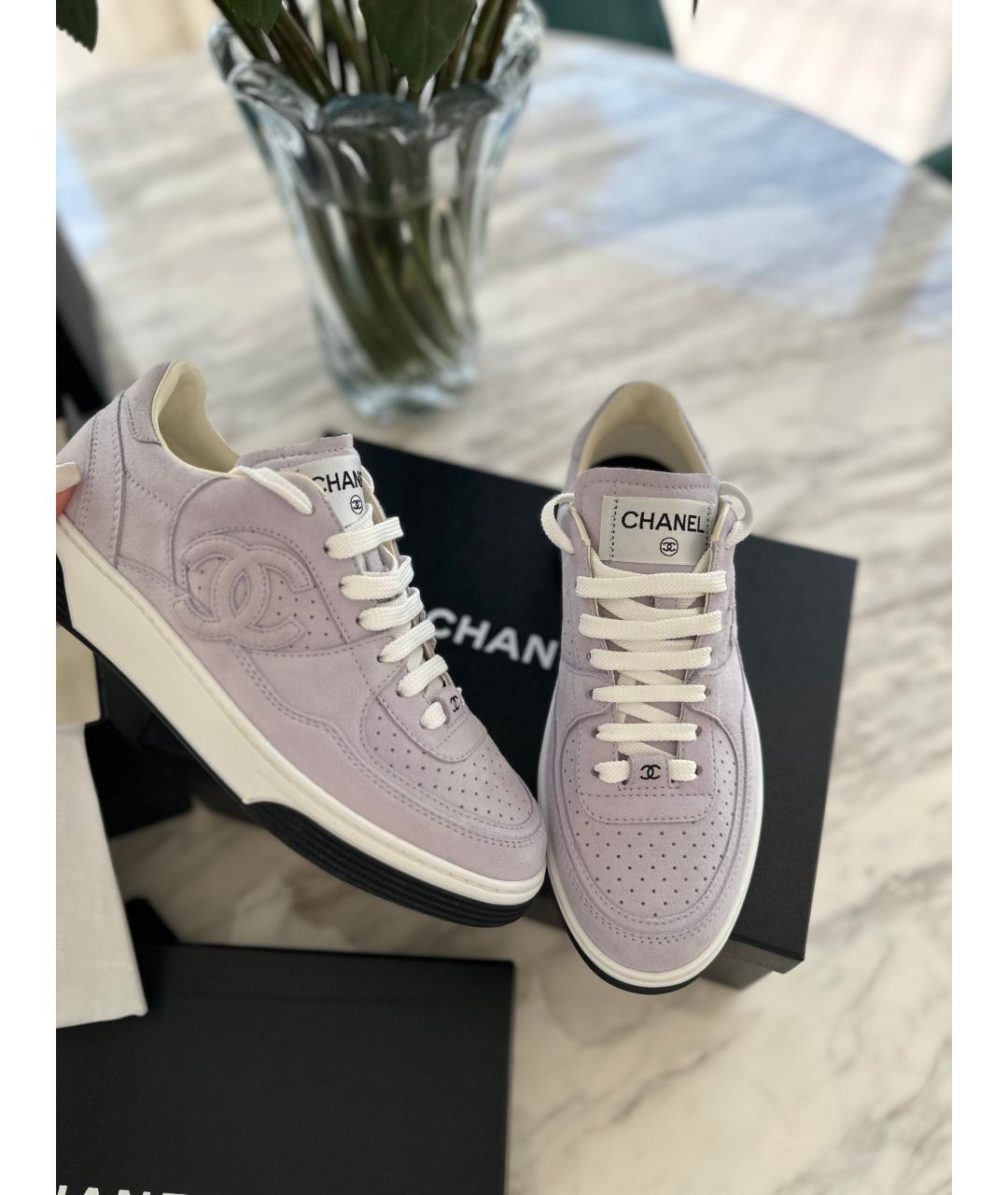 CHANEL Фиолетовые замшевые кеды, фото 2