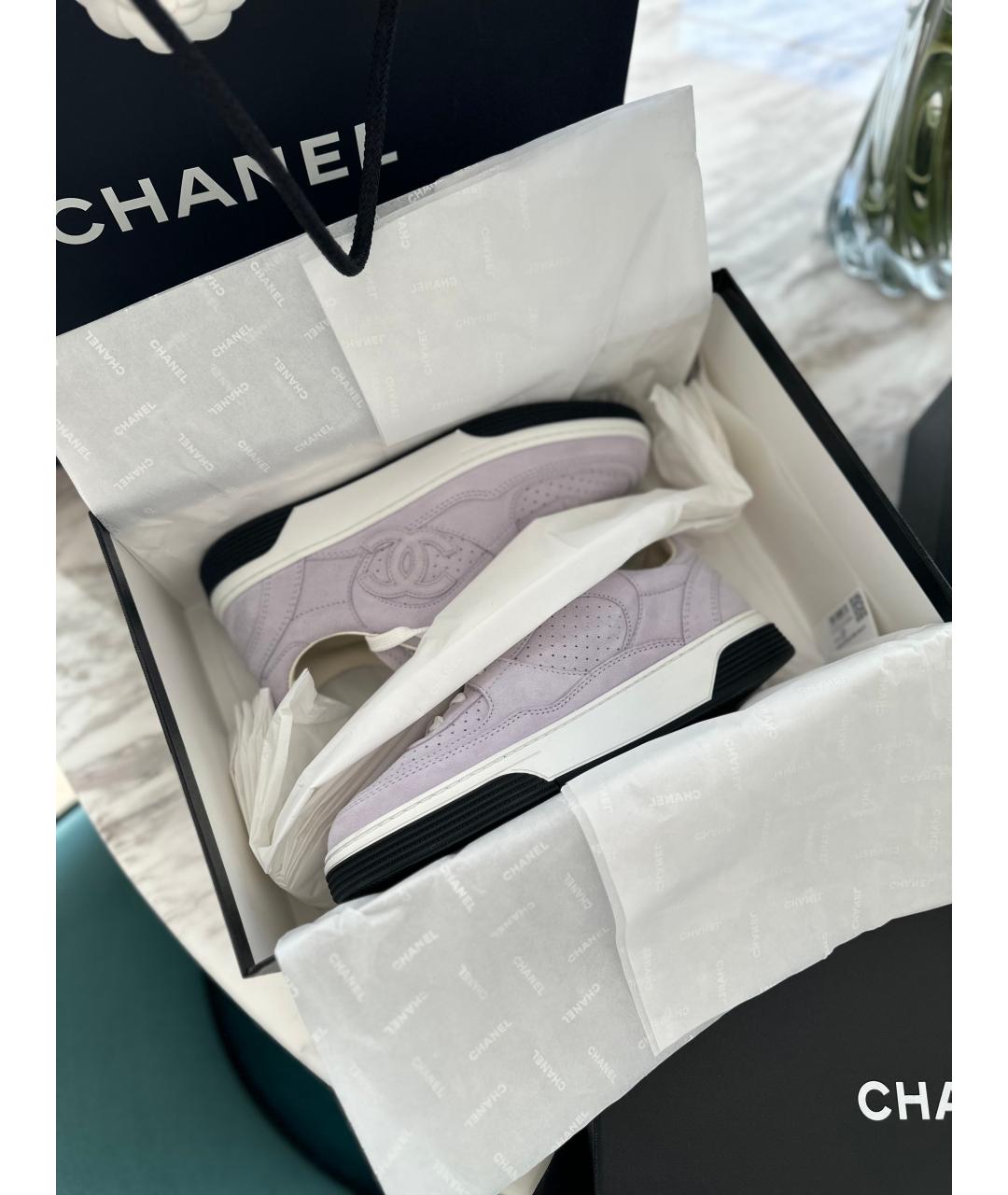 CHANEL Фиолетовые замшевые кеды, фото 5