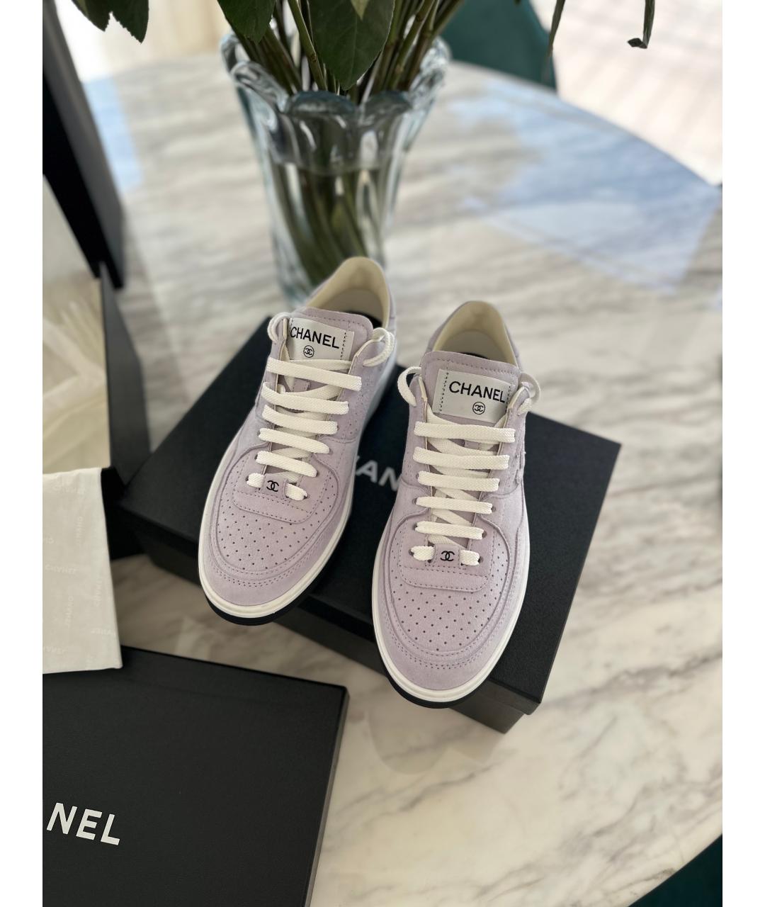 CHANEL Фиолетовые замшевые кеды, фото 3