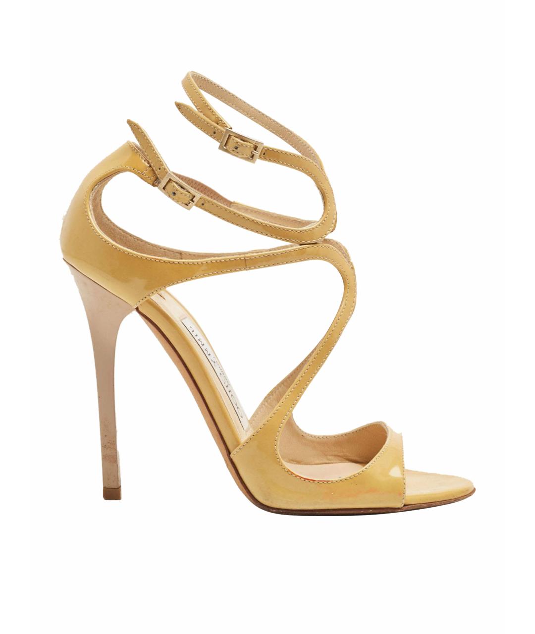 JIMMY CHOO Бежевые босоножки из лакированной кожи, фото 1