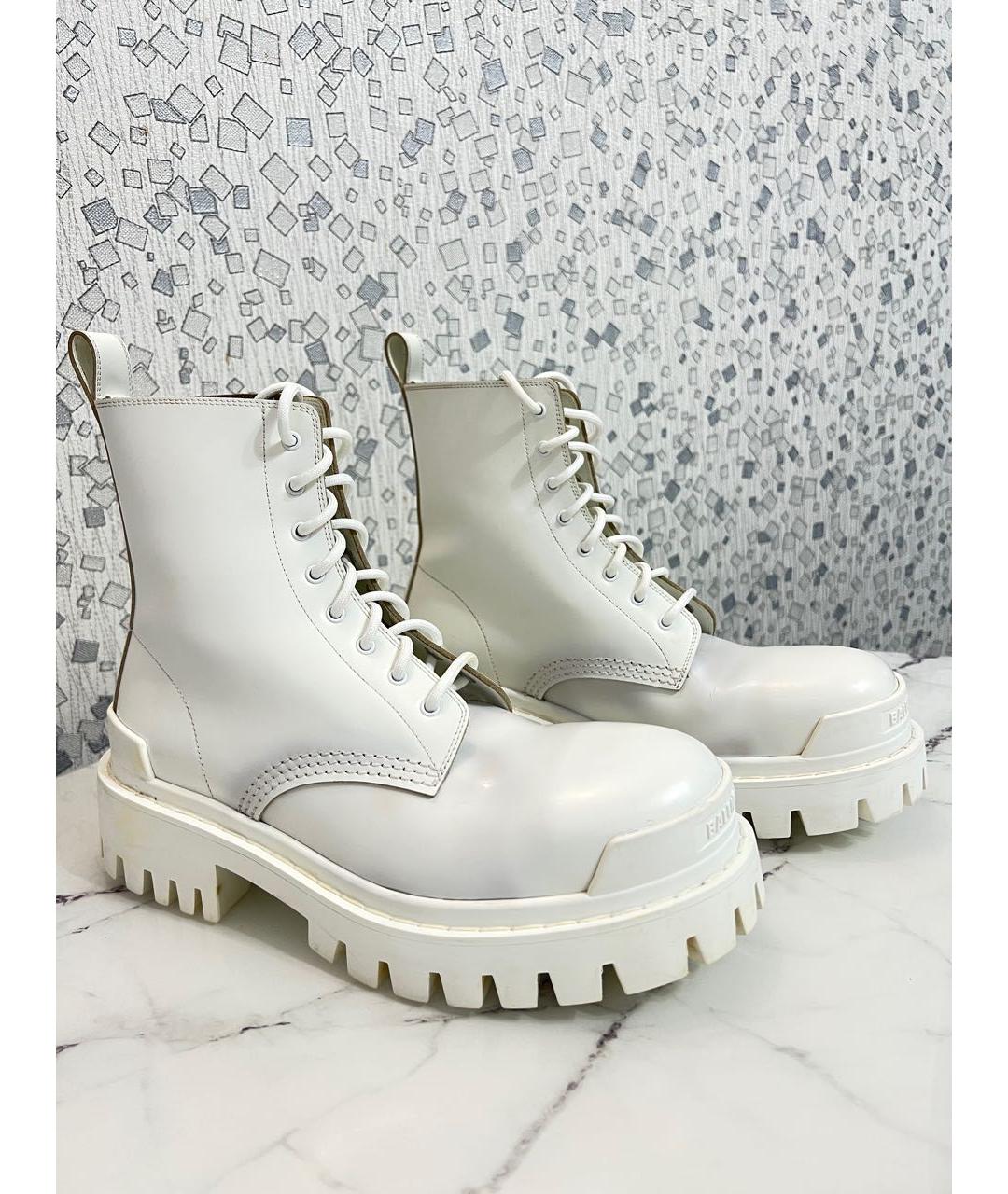 BALENCIAGA Белые кожаные ботинки, фото 6