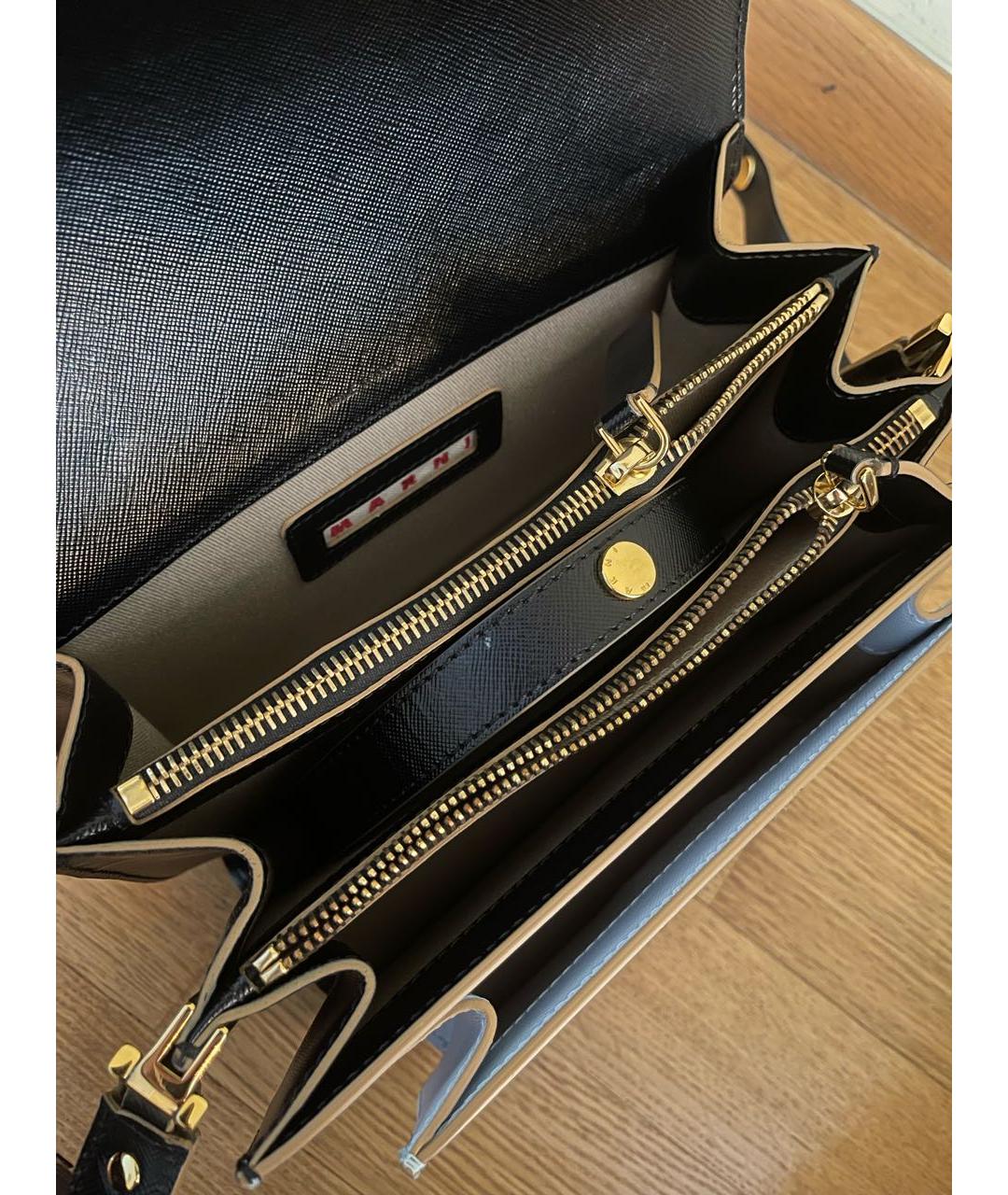 MARNI Голубая кожаная сумка с короткими ручками, фото 4