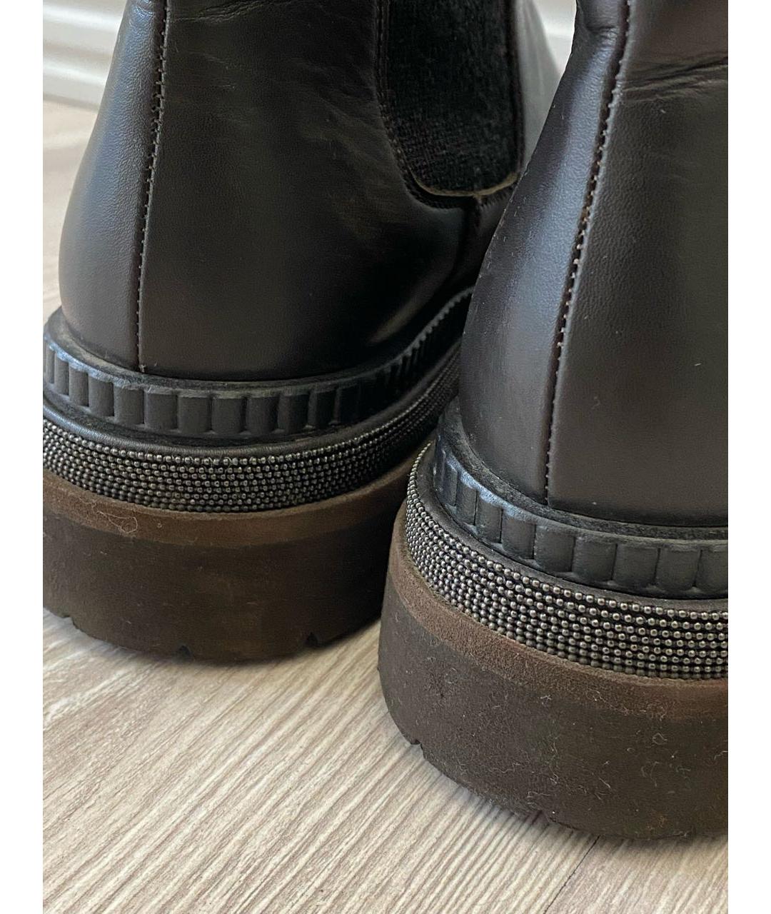 BRUNELLO CUCINELLI Коричневые кожаные ботинки, фото 6
