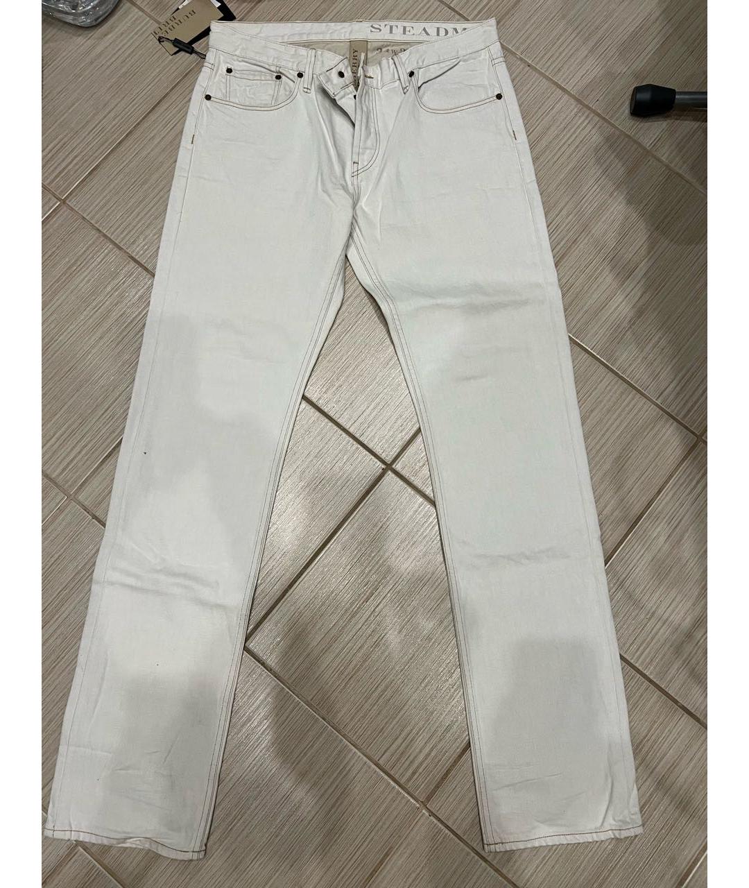 BURBERRY Белые хлопковые прямые джинсы, фото 5