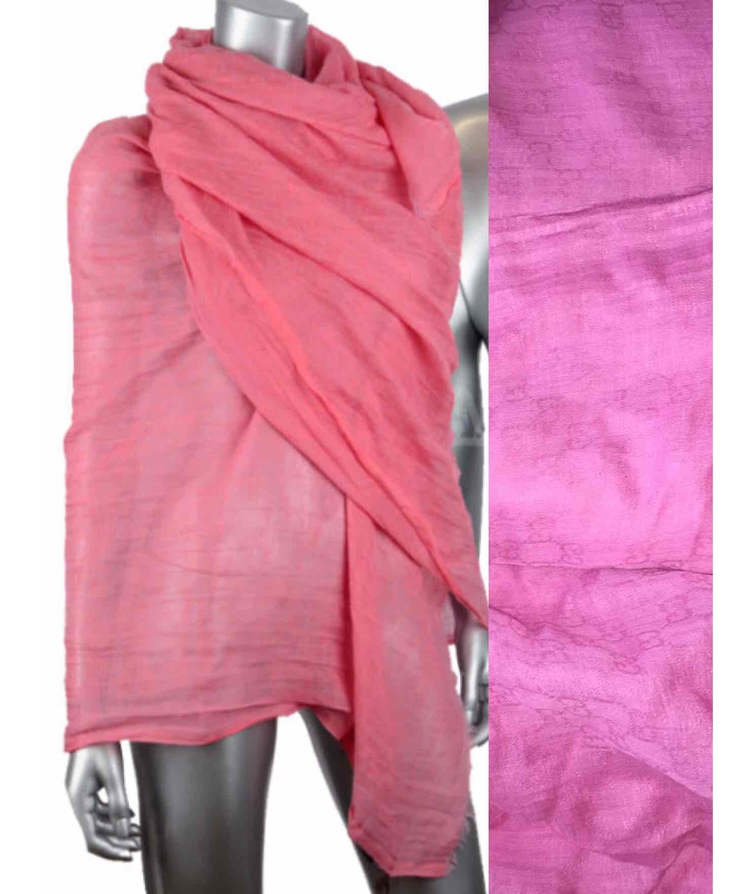 GUCCI Розовый льняной шарф, фото 3