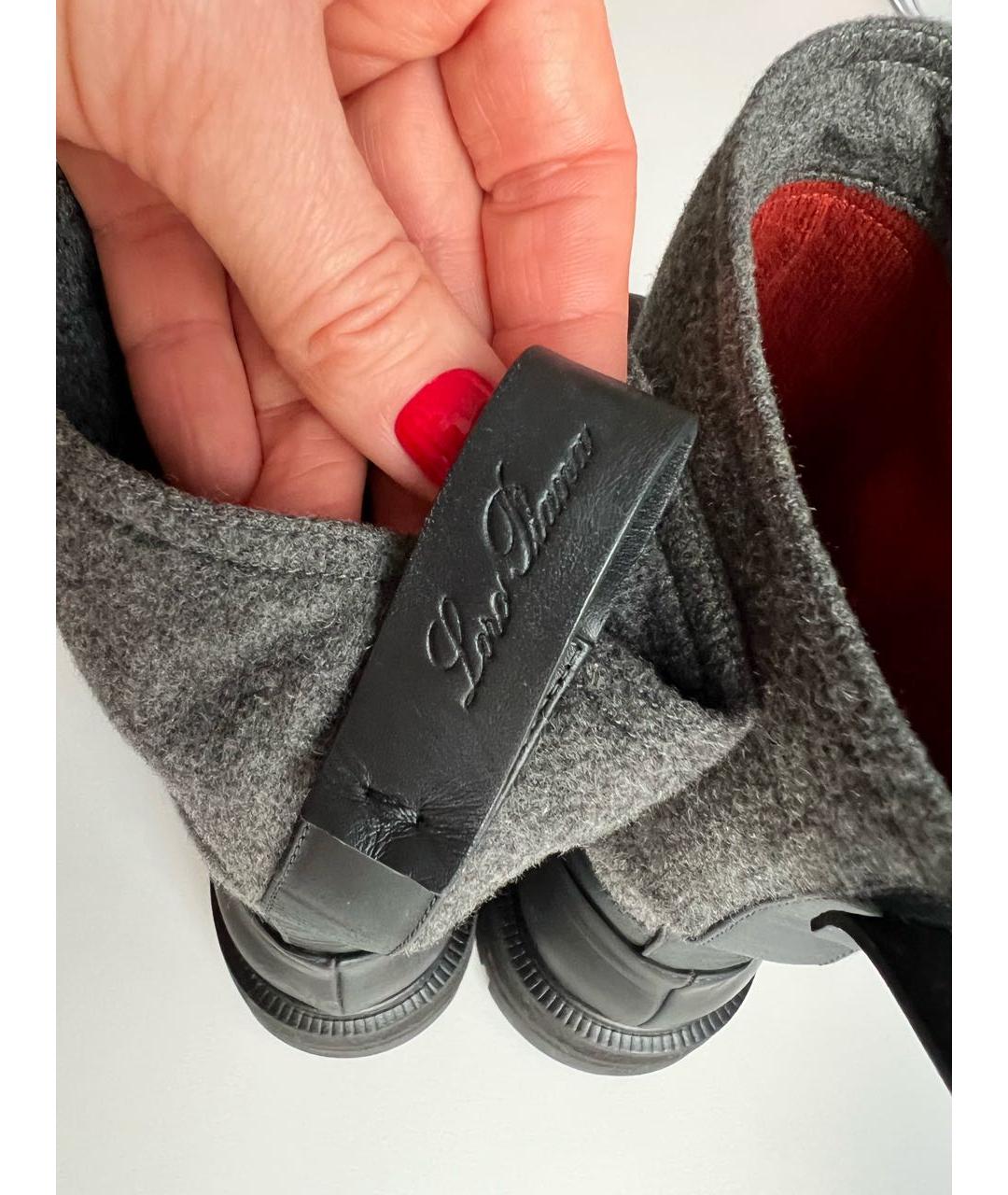 LORO PIANA Серые кожаные сапоги, фото 6