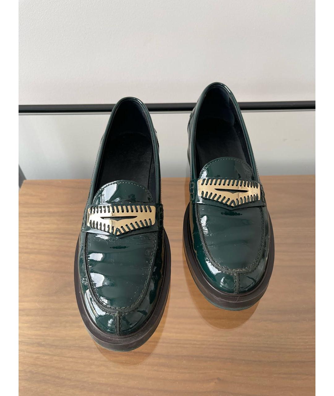 TOD'S Зеленые лоферы из лакированной кожи, фото 2