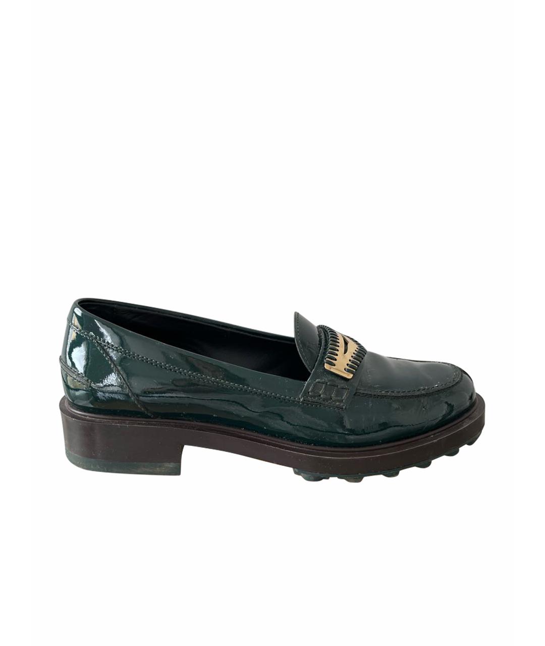 TOD'S Зеленые лоферы из лакированной кожи, фото 1