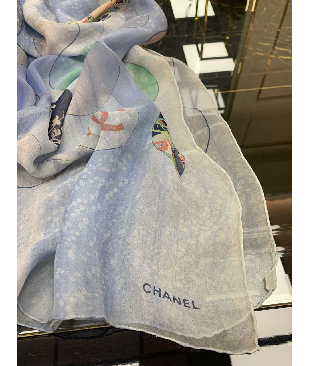 CHANEL PRE-OWNED Мульти шелковый шарф, фото 7