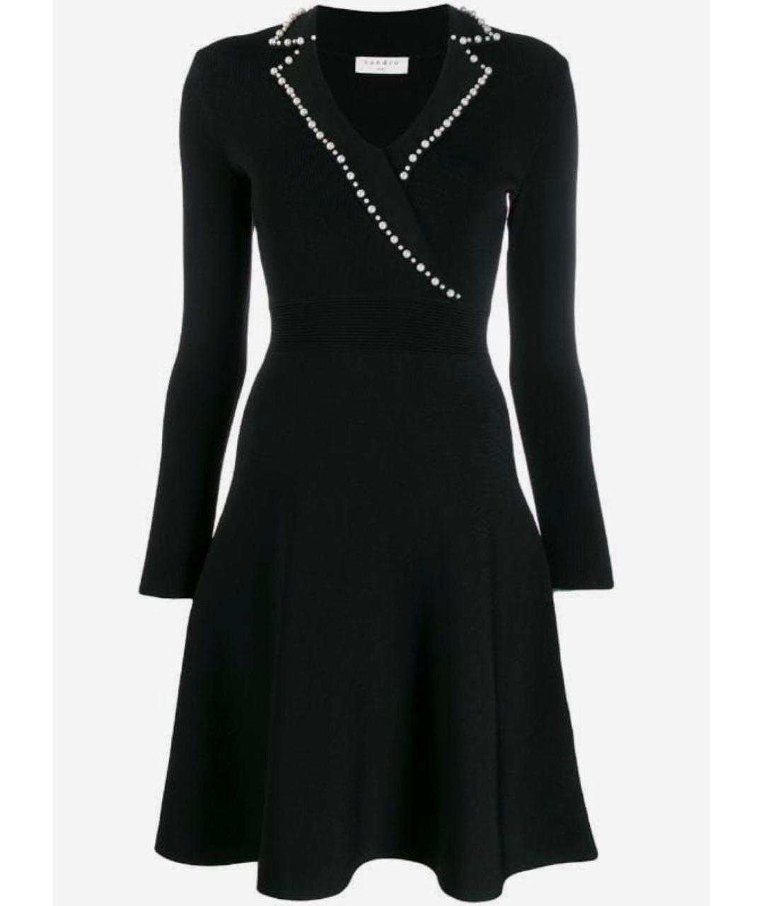 SANDRO Черное вискозное повседневное платье, фото 9