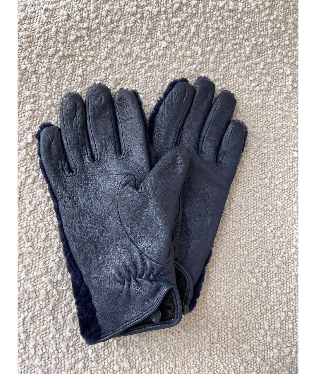 SANDRO Темно-синие кожаные перчатки, фото 2