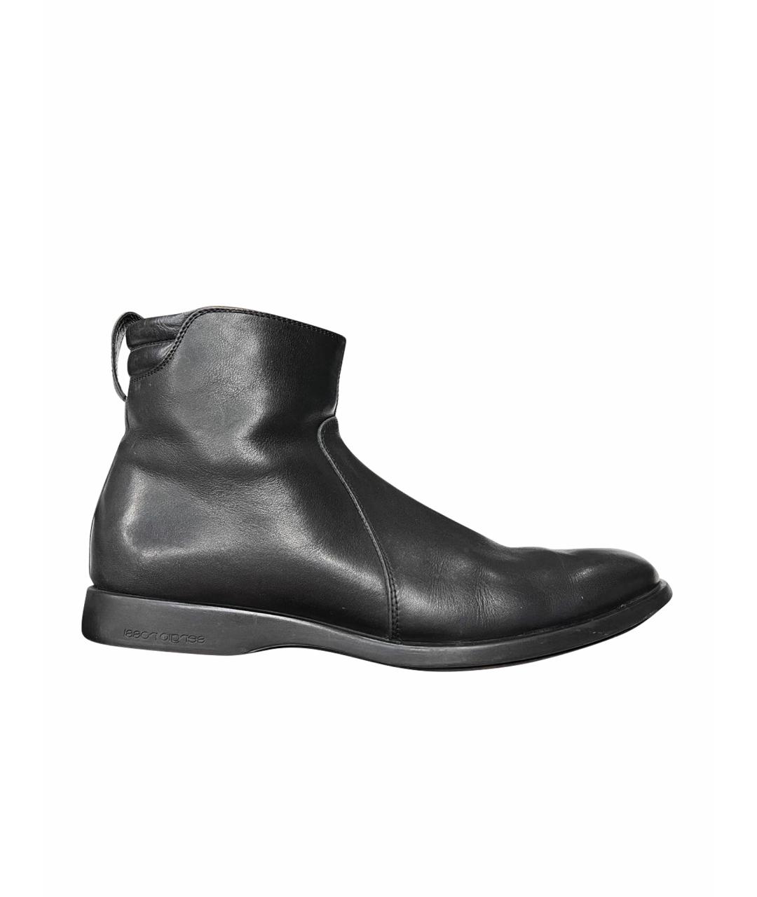 SERGIO ROSSI Черные кожаные высокие ботинки, фото 1