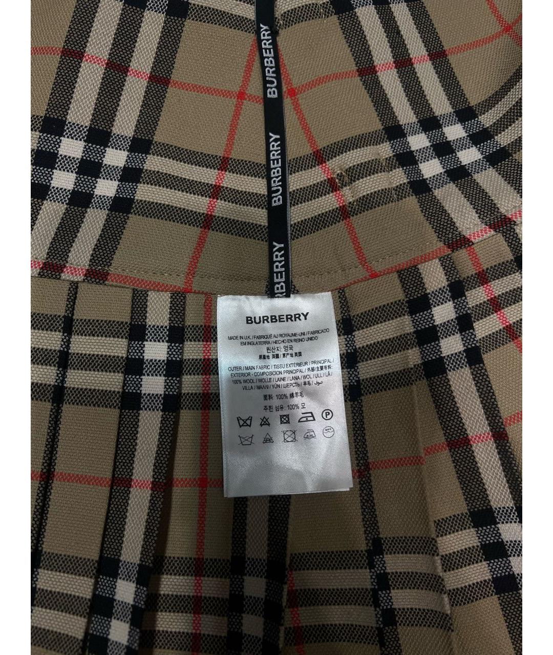 BURBERRY Бежевая шерстяная юбка мини, фото 4