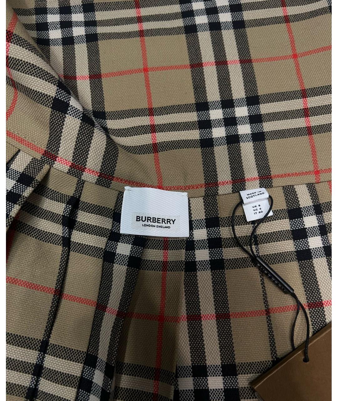 BURBERRY Бежевая шерстяная юбка мини, фото 3