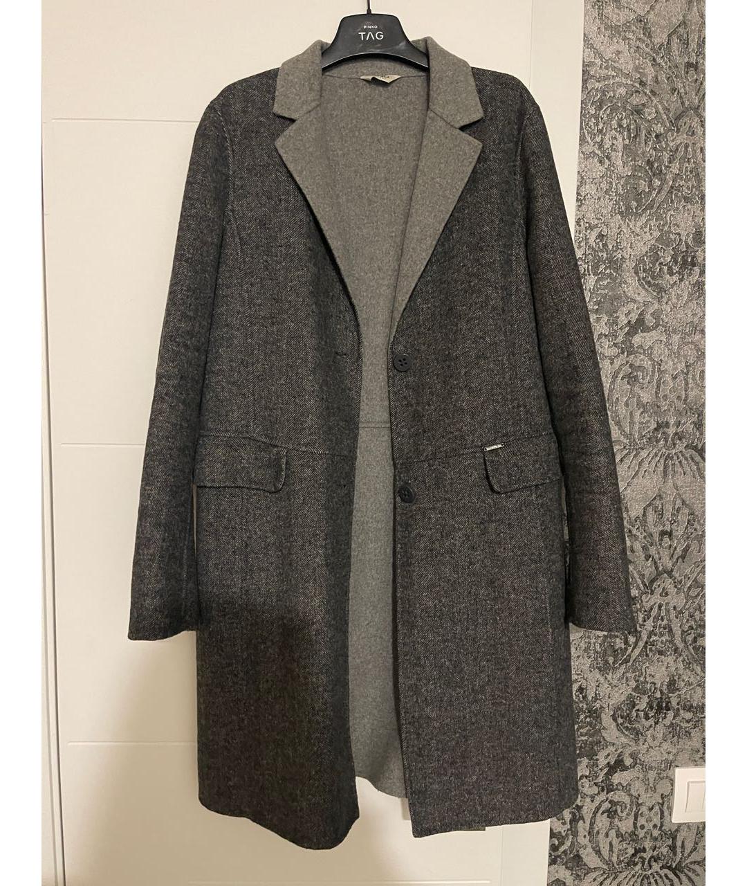 LIU JO Антрацитовое шерстяное пальто, фото 5