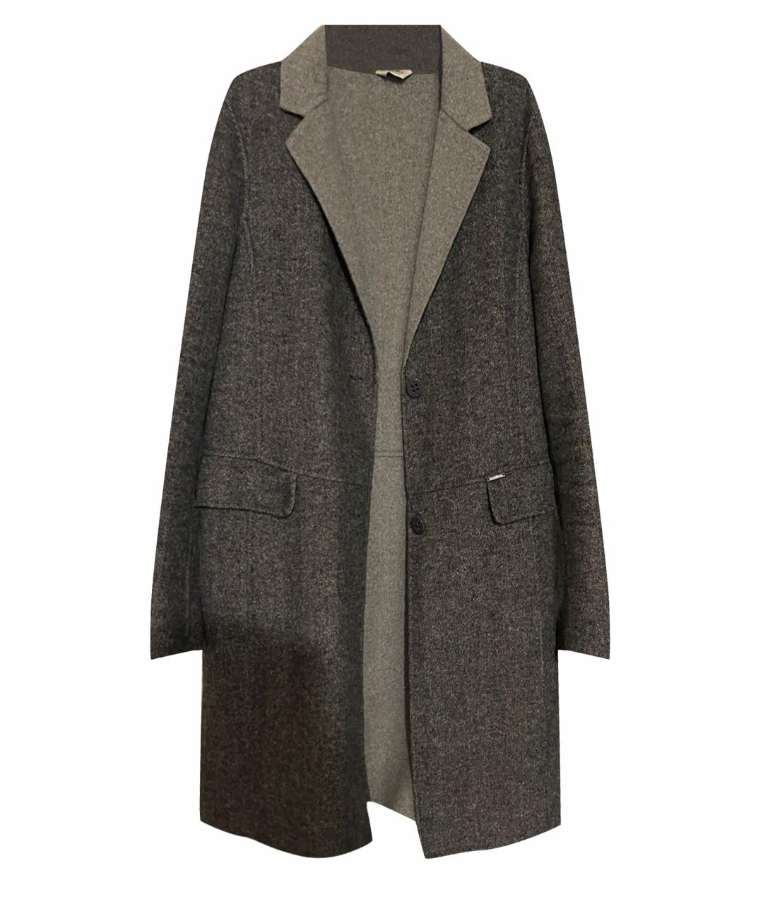 LIU JO Антрацитовое шерстяное пальто, фото 1