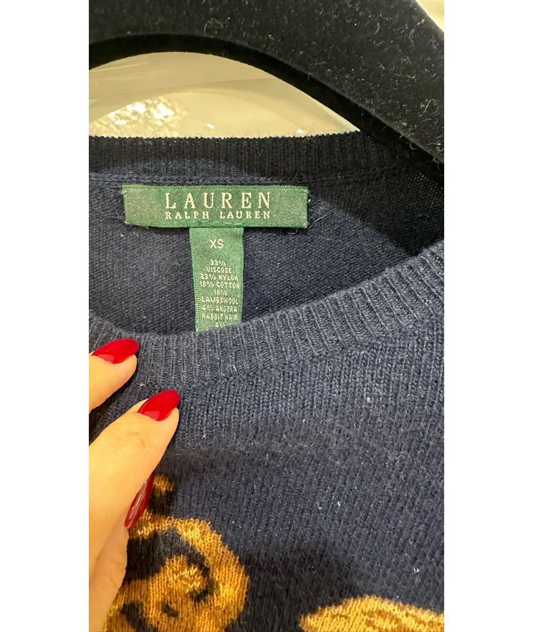 RALPH LAUREN Темно-синий вискозный джемпер / свитер, фото 4