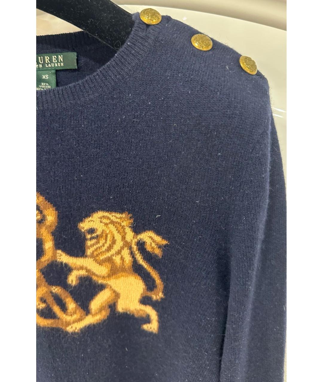 RALPH LAUREN Темно-синий вискозный джемпер / свитер, фото 2