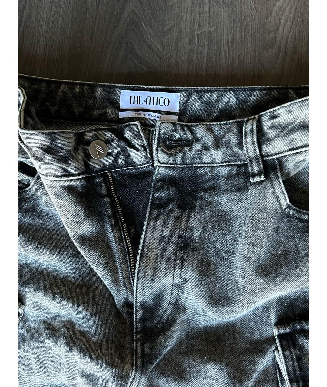 THE ATTICO Антрацитовые хлопковые прямые джинсы, фото 3