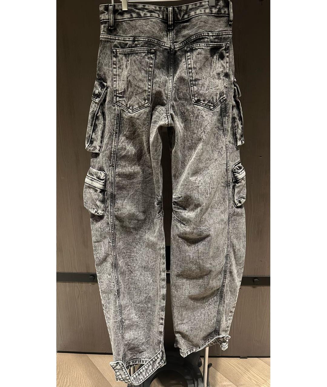 THE ATTICO Антрацитовые хлопковые прямые джинсы, фото 2