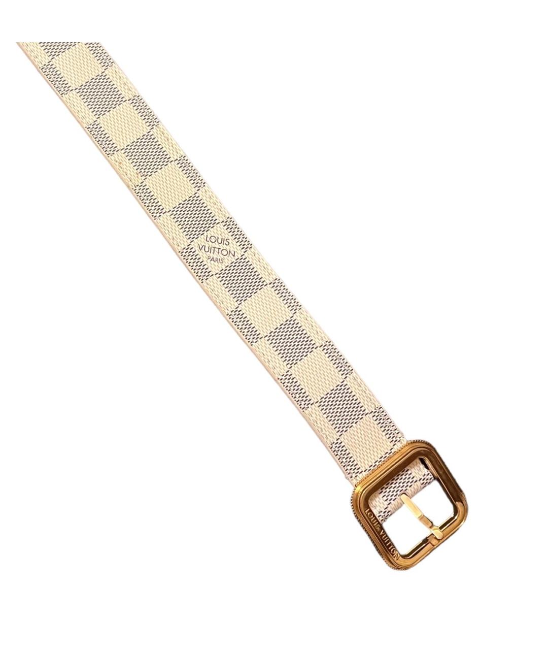 LOUIS VUITTON Бежевый кожаный ремень, фото 3