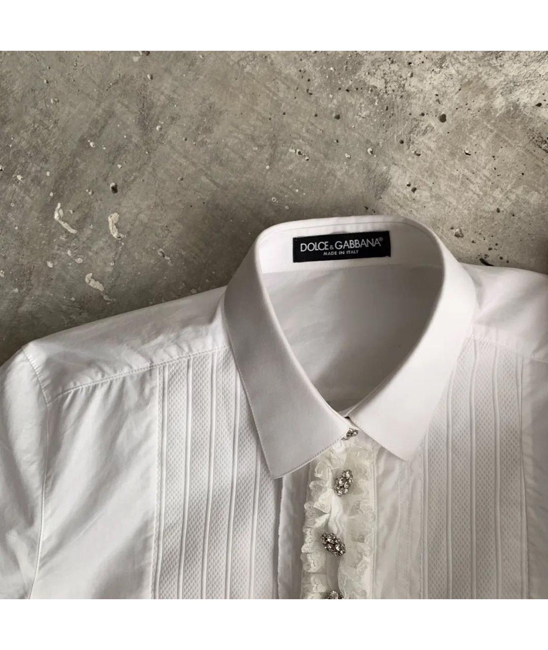 DOLCE&GABBANA Белая хлопковая рубашка, фото 4