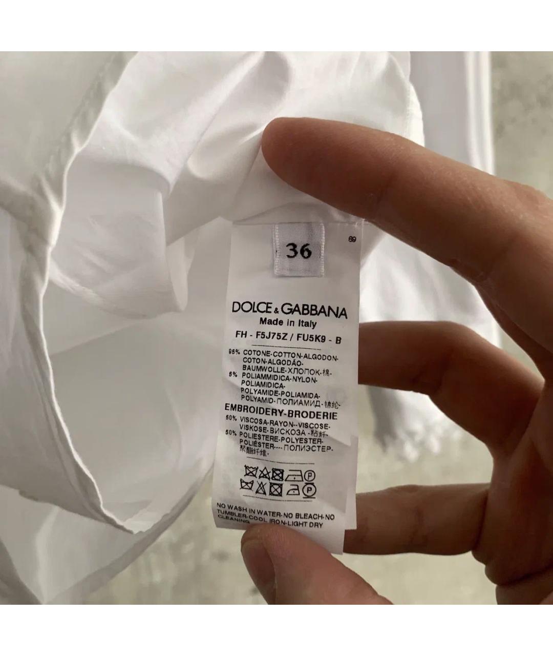 DOLCE&GABBANA Белая хлопковая рубашка, фото 5