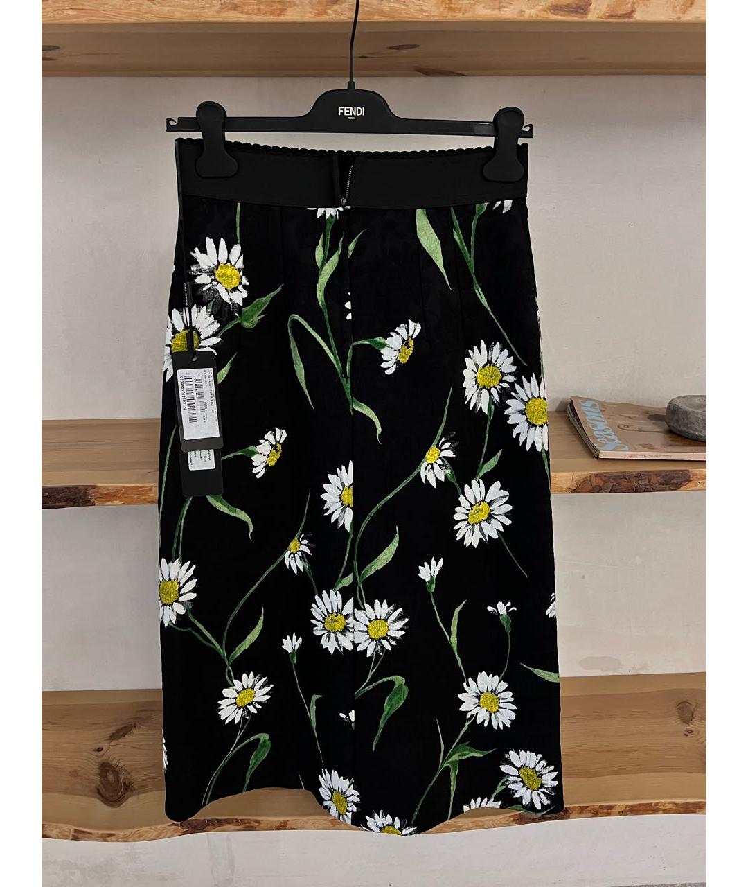 DOLCE&GABBANA Черная вискозная юбка миди, фото 2