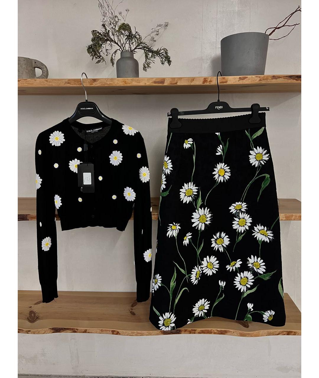 DOLCE&GABBANA Черная вискозная юбка миди, фото 5
