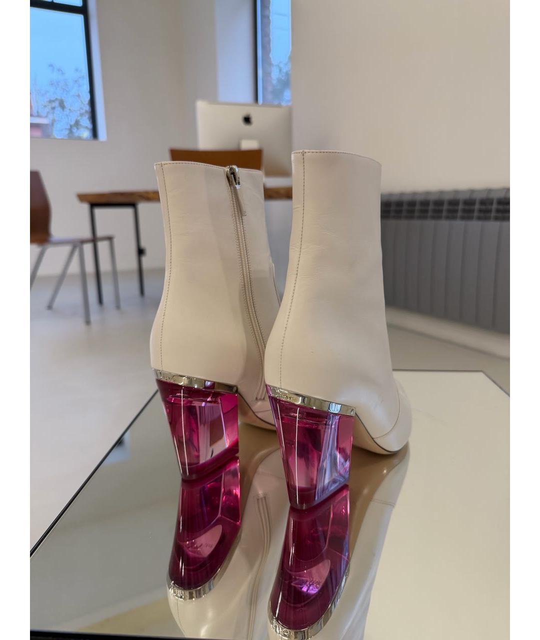CHRISTIAN DIOR Белые кожаные ботинки, фото 5