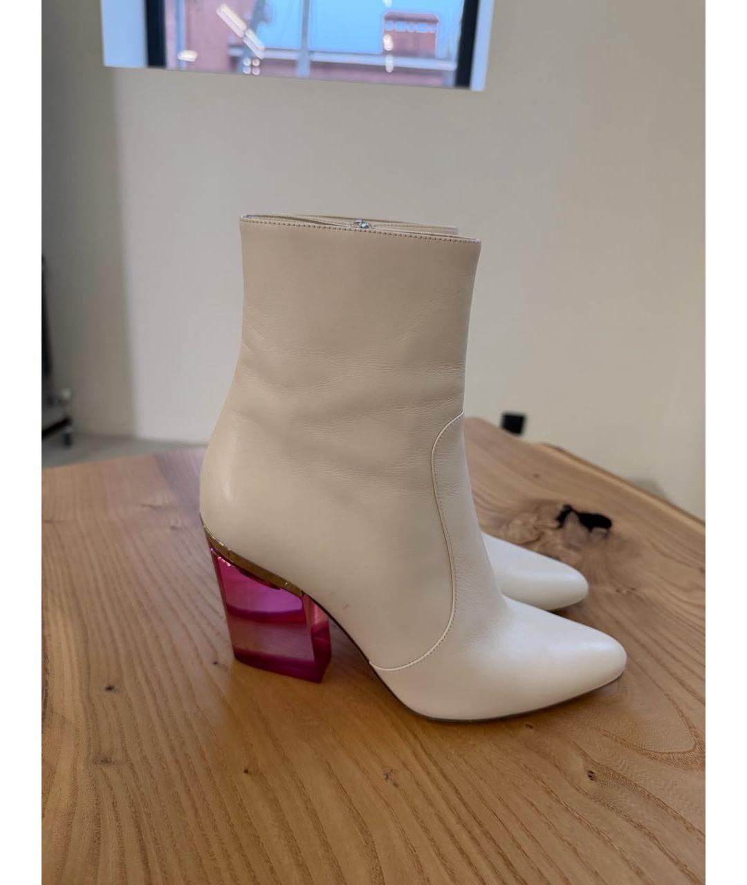 CHRISTIAN DIOR Белые кожаные ботинки, фото 4