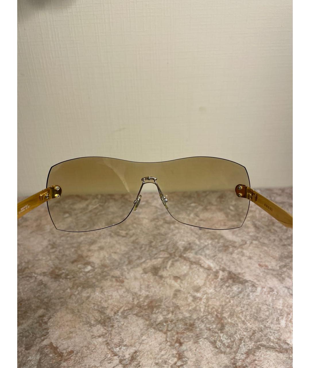GUCCI Золотые металлические солнцезащитные очки, фото 7