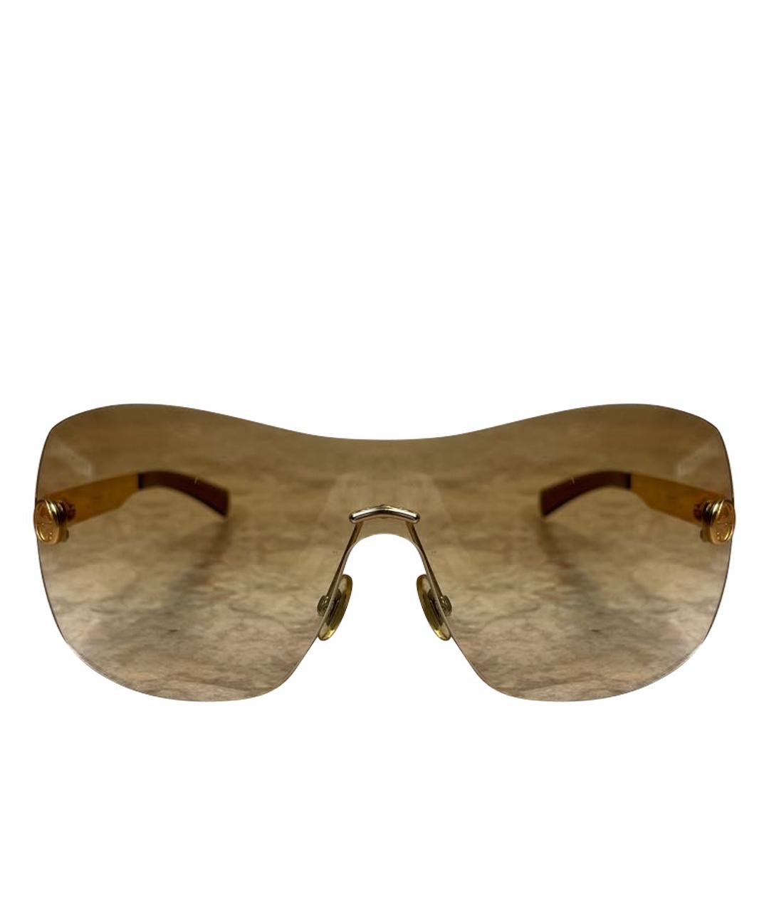 GUCCI Золотые металлические солнцезащитные очки, фото 1