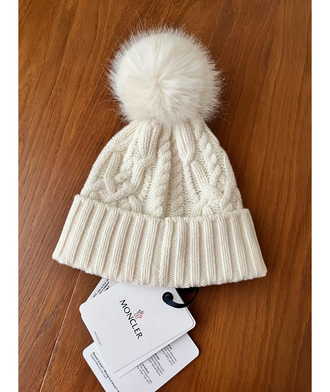 MONCLER Белая кашемировая шапка, фото 7