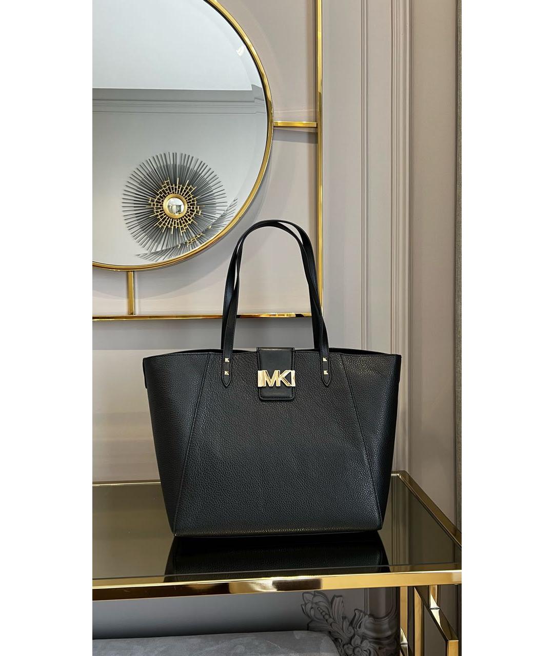 MICHAEL KORS Черная кожаная сумка тоут, фото 2