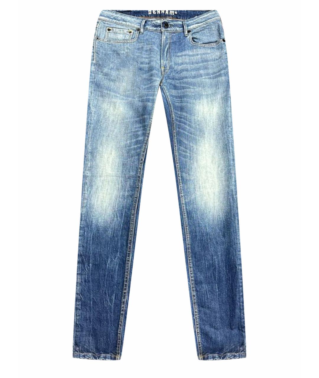 DENHAM Голубые хлопко-эластановые джинсы слим, фото 1