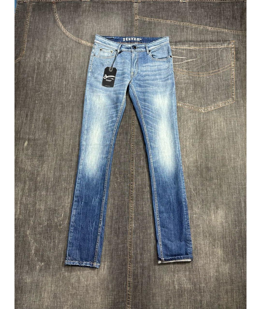 DENHAM Голубые хлопко-эластановые джинсы слим, фото 9