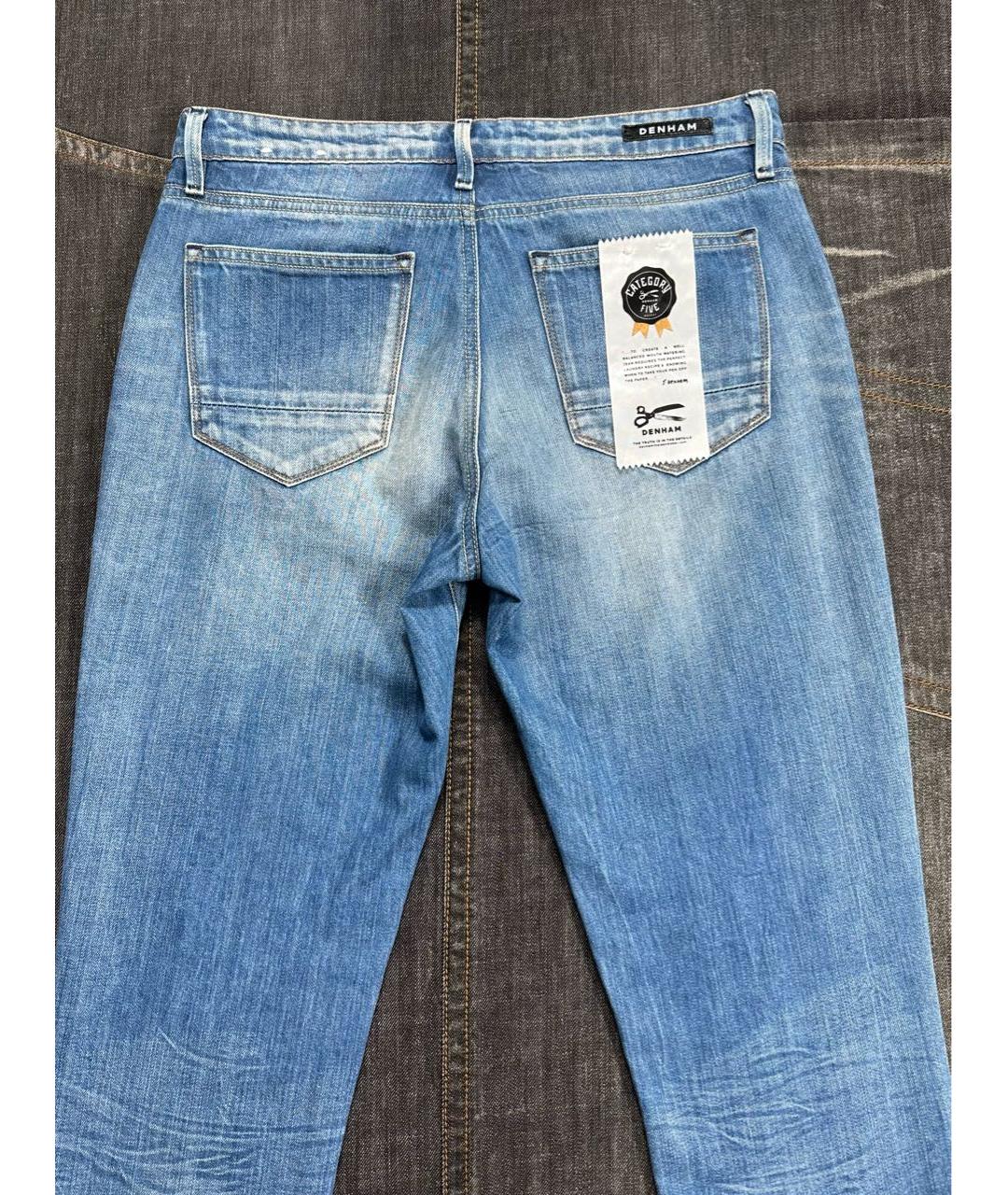 DENHAM Голубые хлопковые прямые джинсы, фото 5