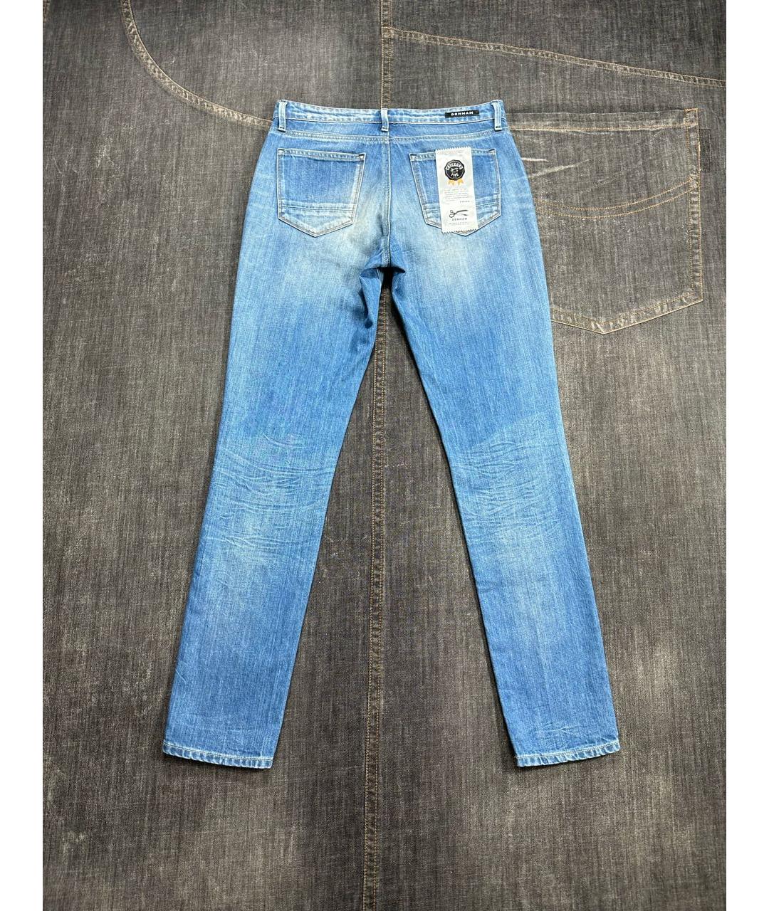 DENHAM Голубые хлопковые прямые джинсы, фото 4