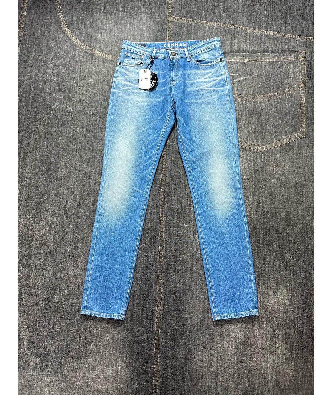 DENHAM Голубые хлопковые прямые джинсы, фото 9