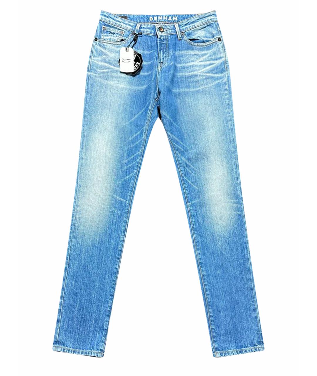 DENHAM Голубые хлопковые прямые джинсы, фото 1