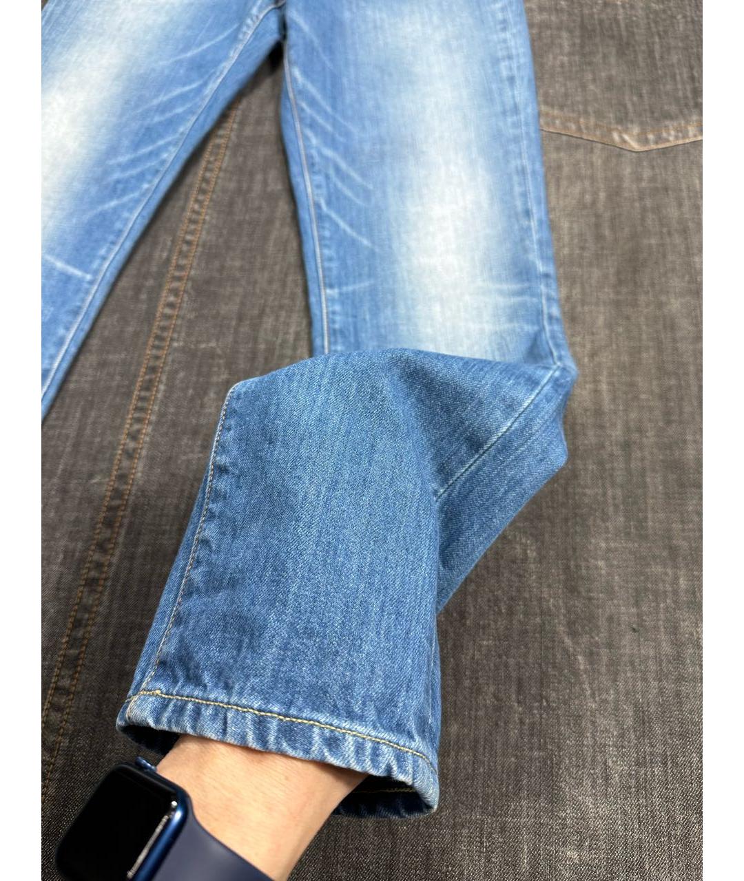 DENHAM Голубые хлопковые прямые джинсы, фото 6