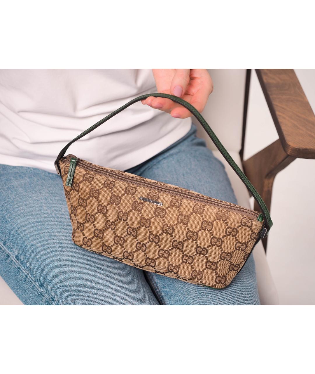 GUCCI Бежевая тканевая сумка с короткими ручками, фото 3