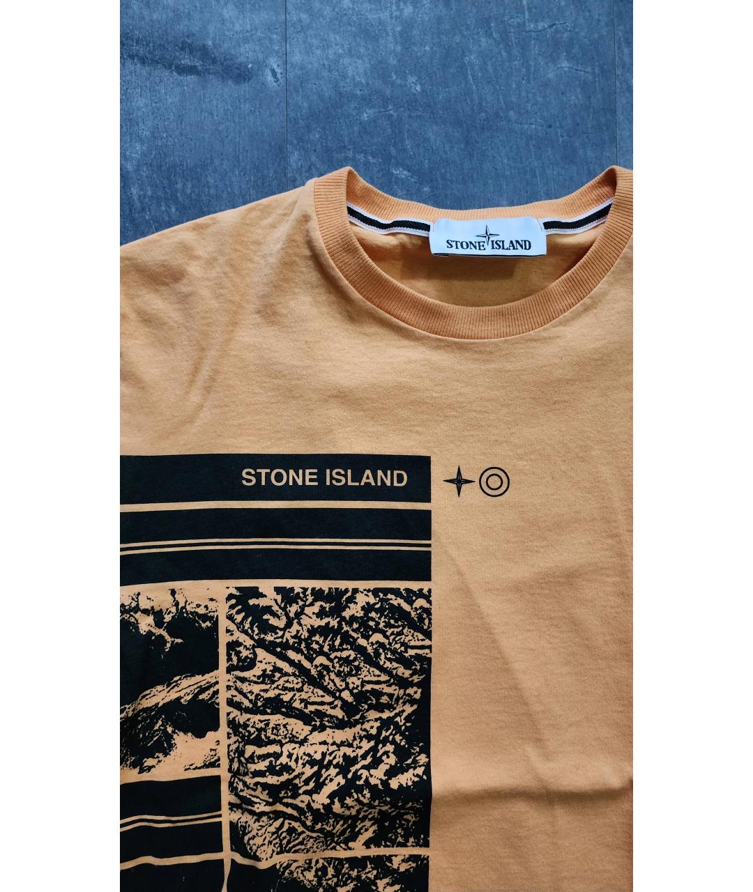STONE ISLAND Оранжевая хлопковая футболка, фото 4