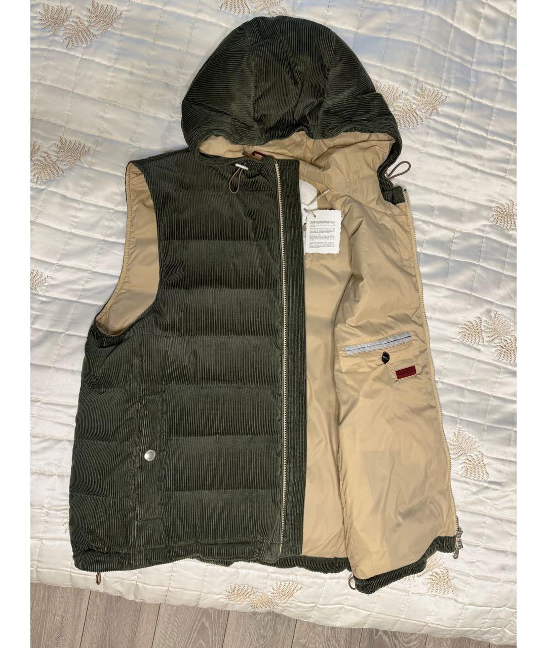 BRUNELLO CUCINELLI Зеленый хлопковый жилет, фото 4