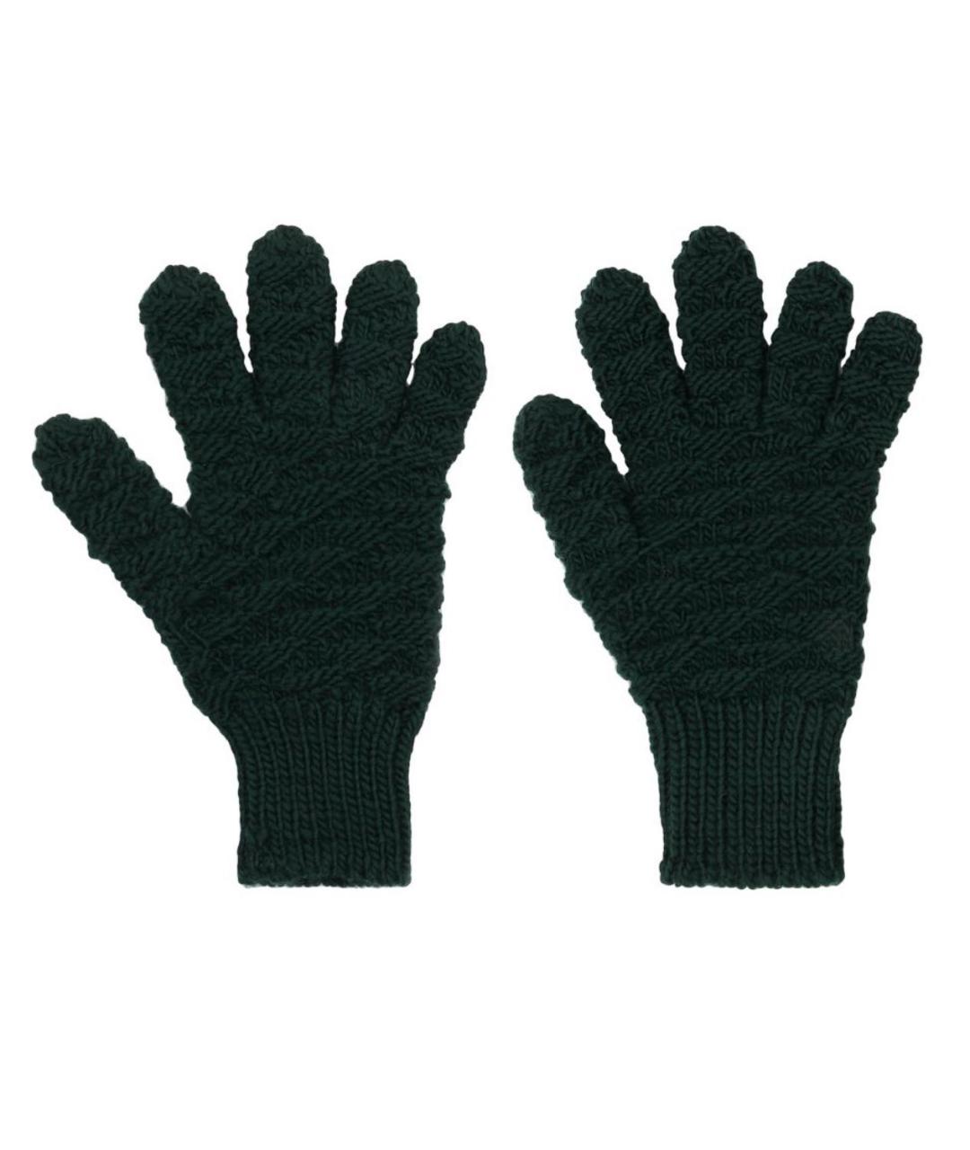BOTTEGA VENETA Зеленые шерстяные перчатки, фото 4